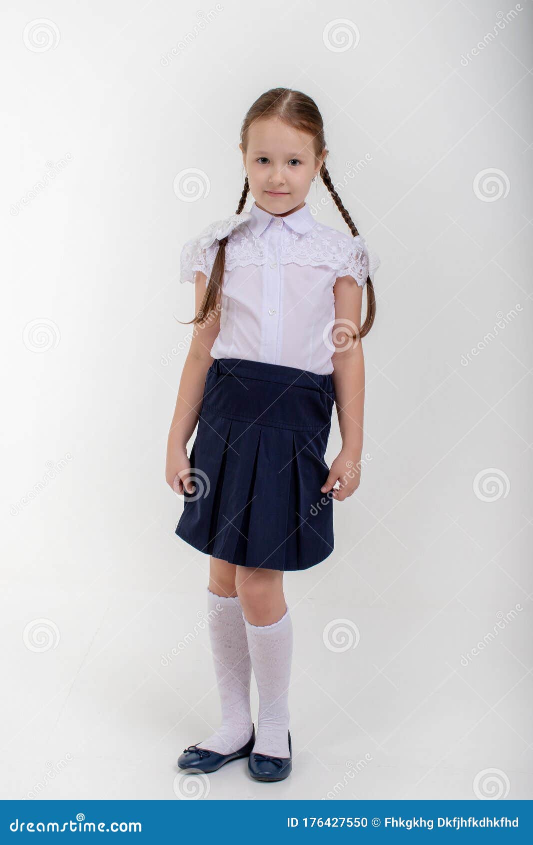 Young School Girl Ready for School. Little Pupil is Going To School ...