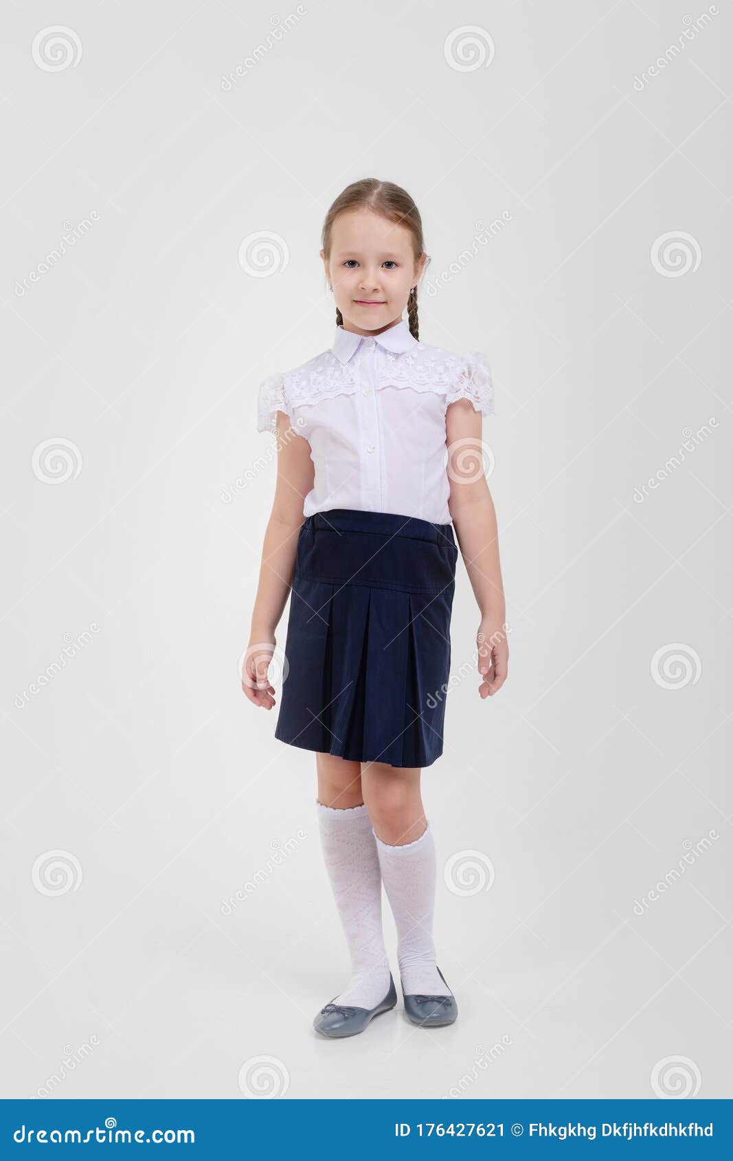 Young School Girl Ready for School. Little Pupil is Going To School ...