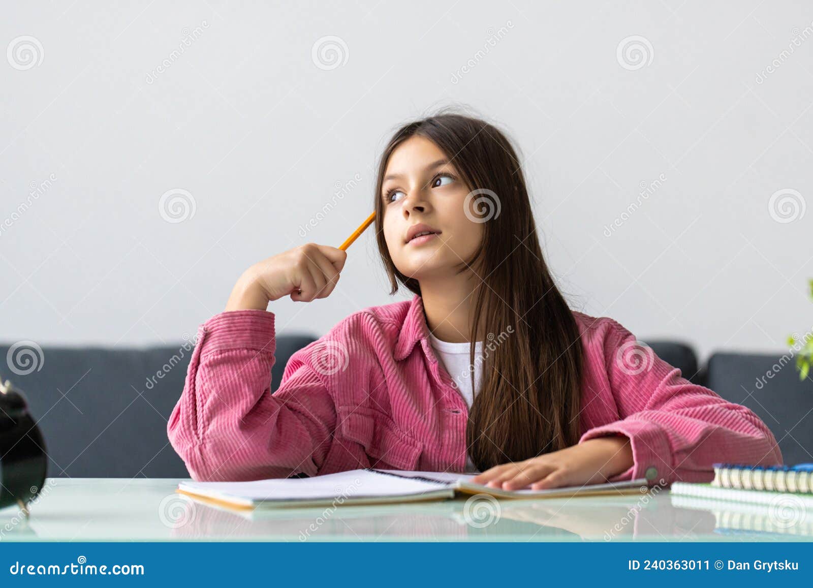 girl thinking about homework