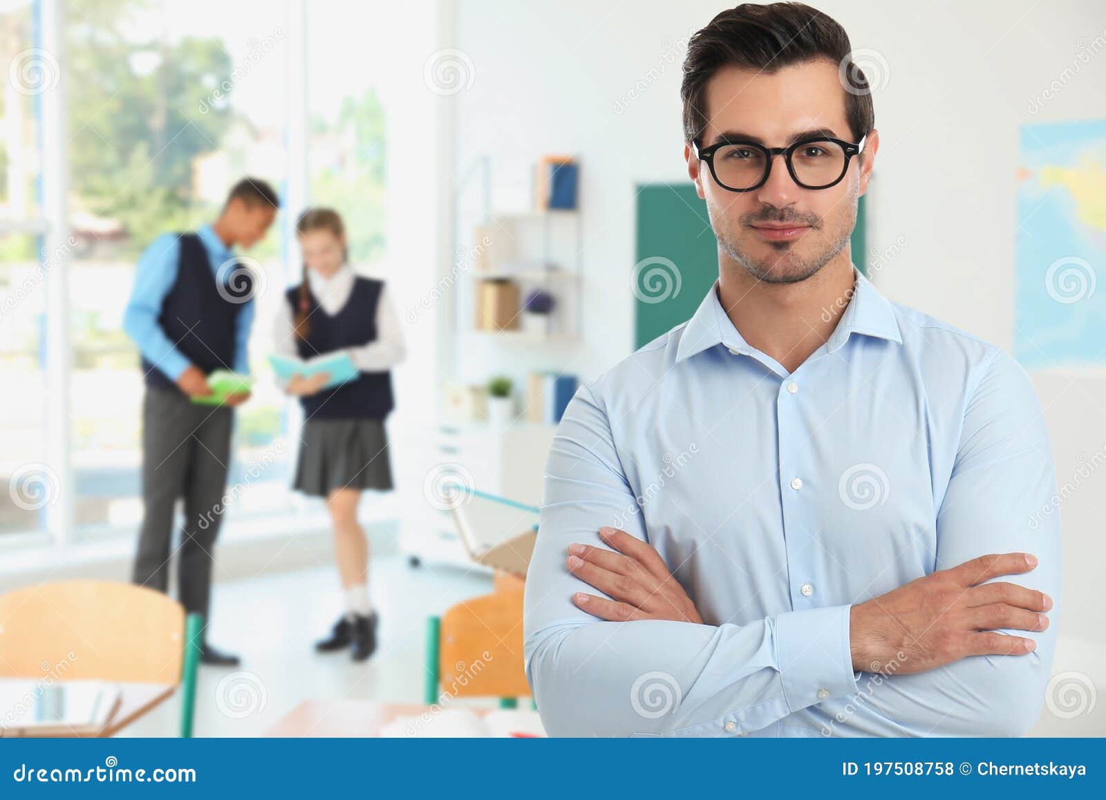 Young School Teacher In Classroom Stock Photo Image Of College