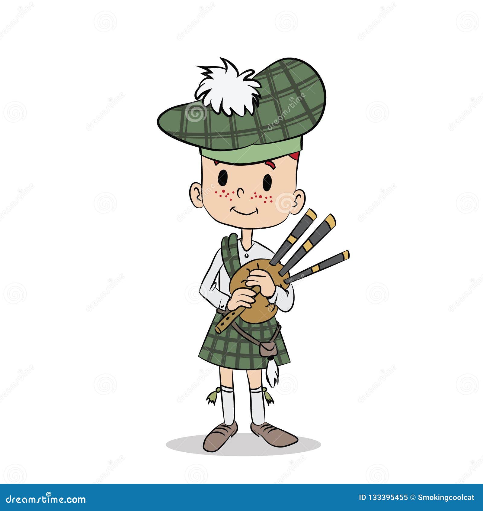 Young Scottish Boy with Bagpipe Stock Illustration Illustration of