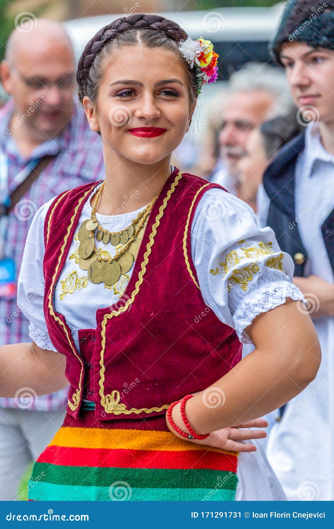 Young Serbian Dancer Girl in Traditional Costumes Editorial Photo