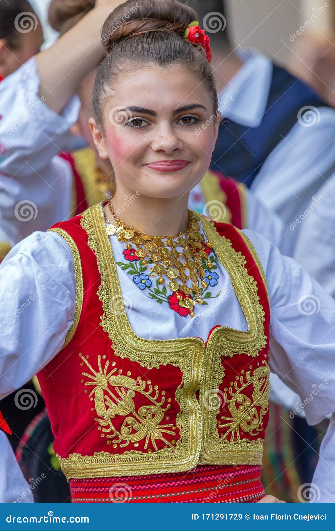 Young Serbian Dancer Girl in Traditional Costumes Editorial Stock Image