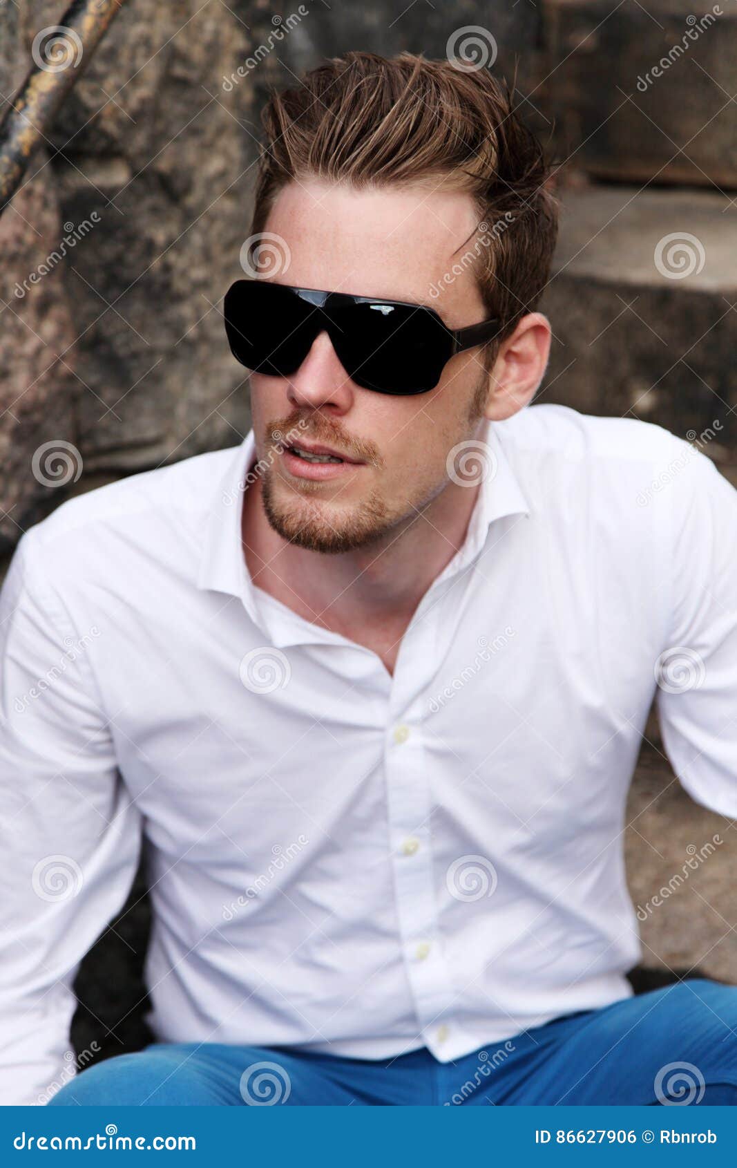 Young Serious Fashion Model Stock Photo - Image of glasses, male: 86627906