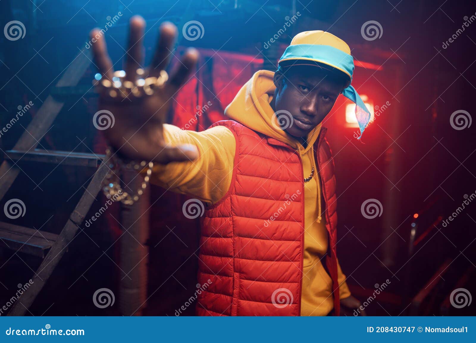 Young Serious Rapper Poses in Grunge Studio Stock Image - Image of ...