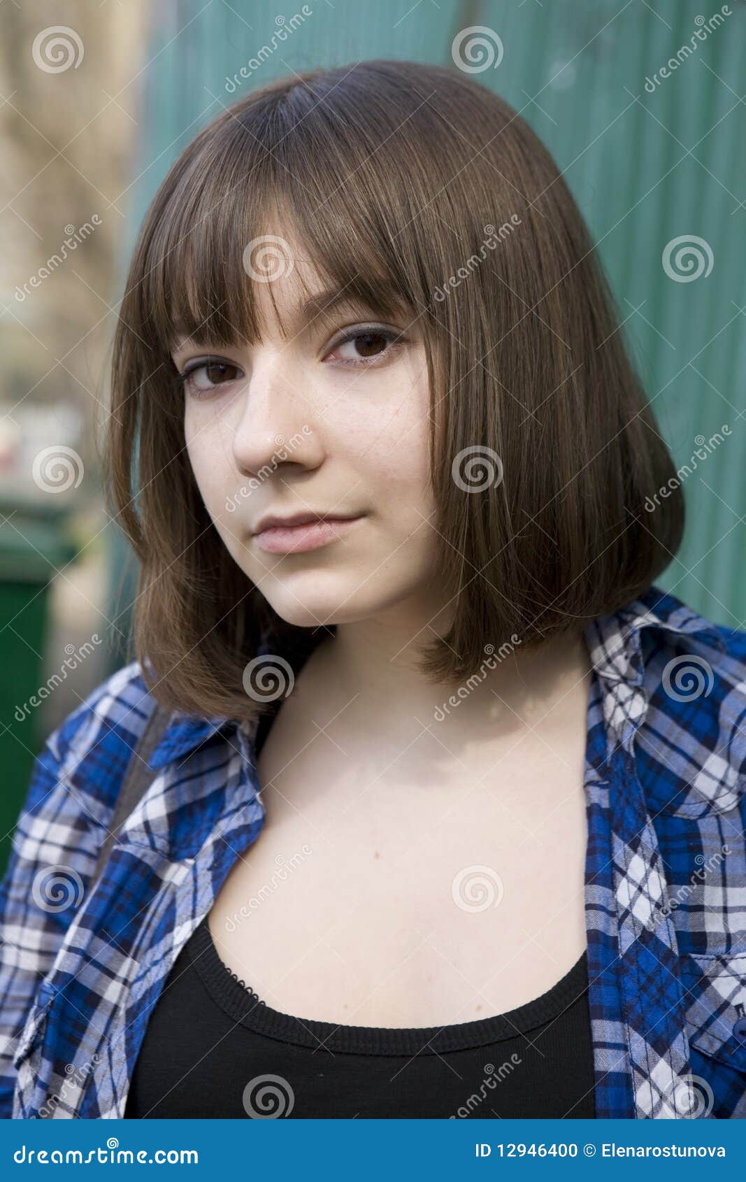 Young Serious Teen Girl Outdoor Stock Photo Image