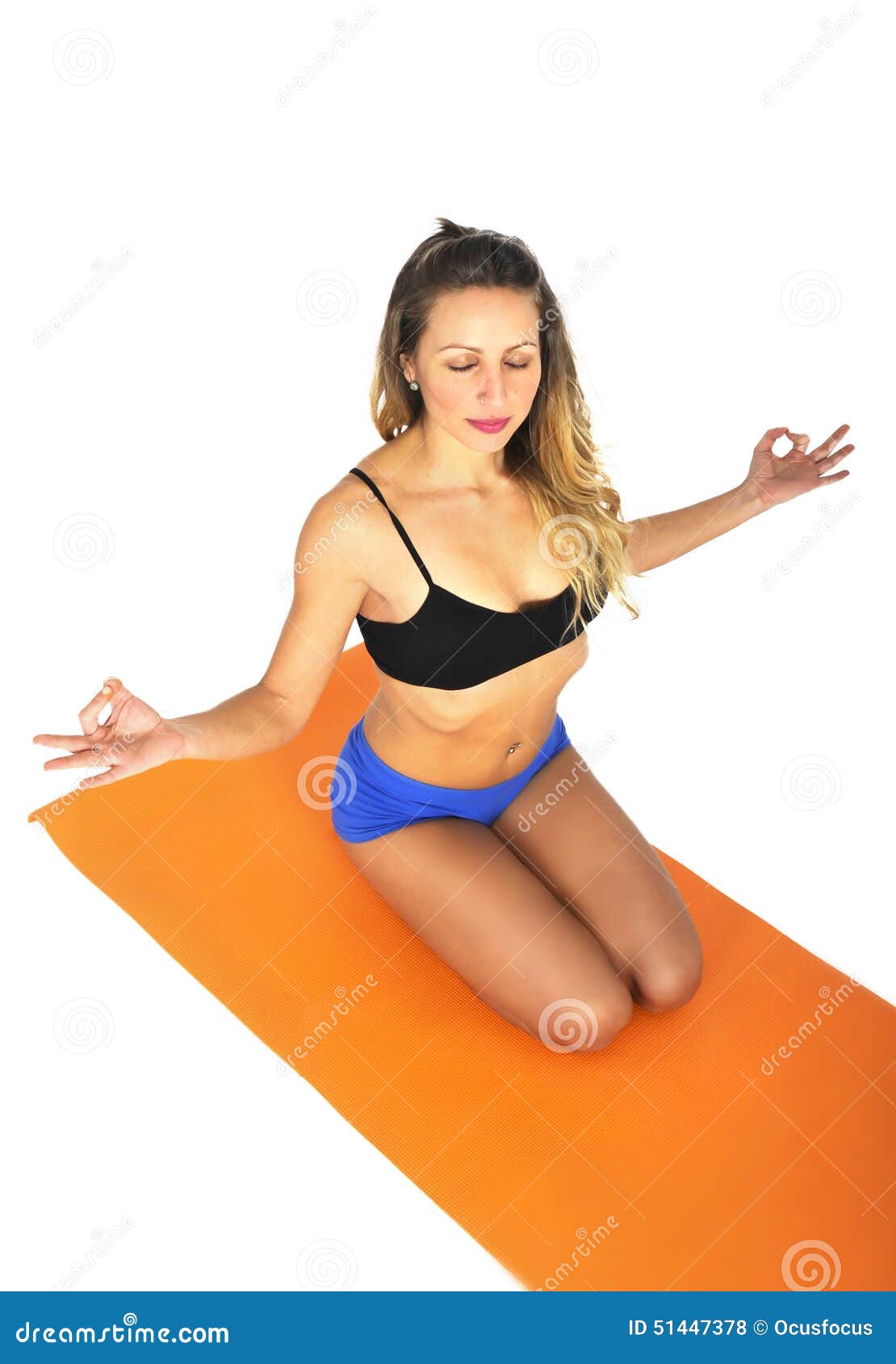 Young Sexy Attractive Fit Woman At Gym Doing Yoga Exercise And Position  Sitting On Mat In Meditation And Relax After Training Workout Isolated On  White Background Stock Photo, Picture and Royalty Free