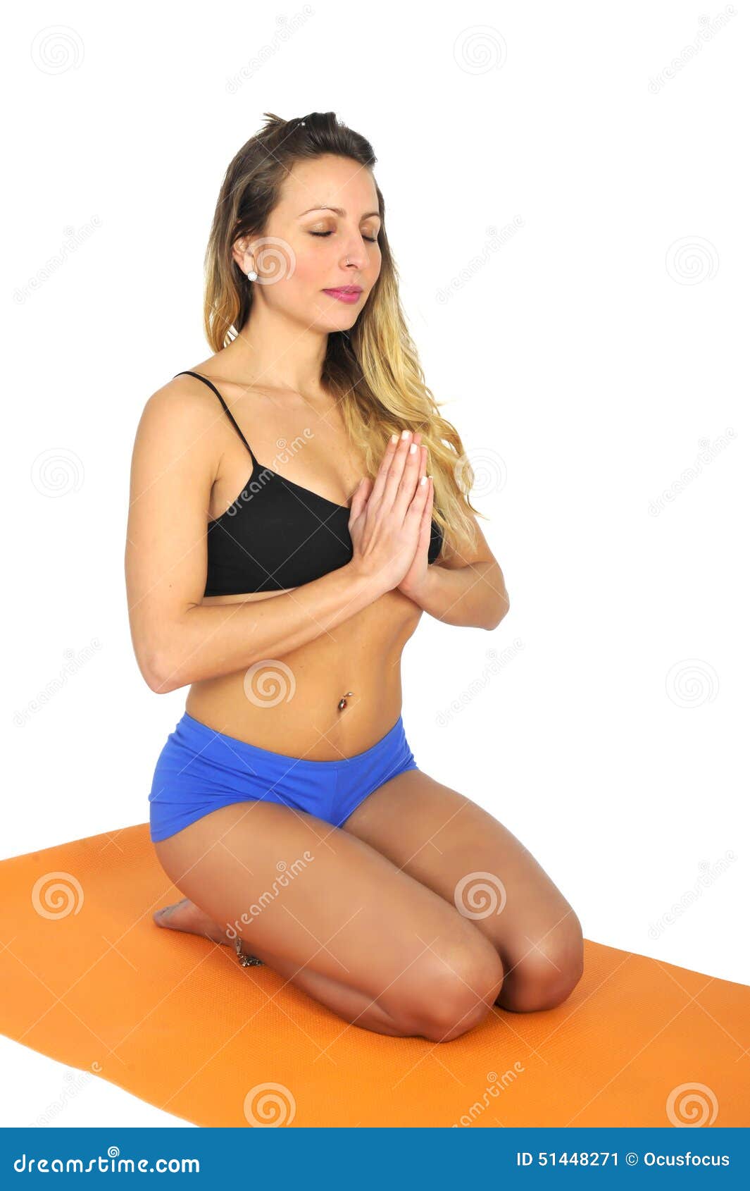 Young Attractive Fit Woman at Gym Doing Yoga Exercise and Position Sitting  on Mat in Meditation and Relax Stock Image - Image of attractive, position:  51448271