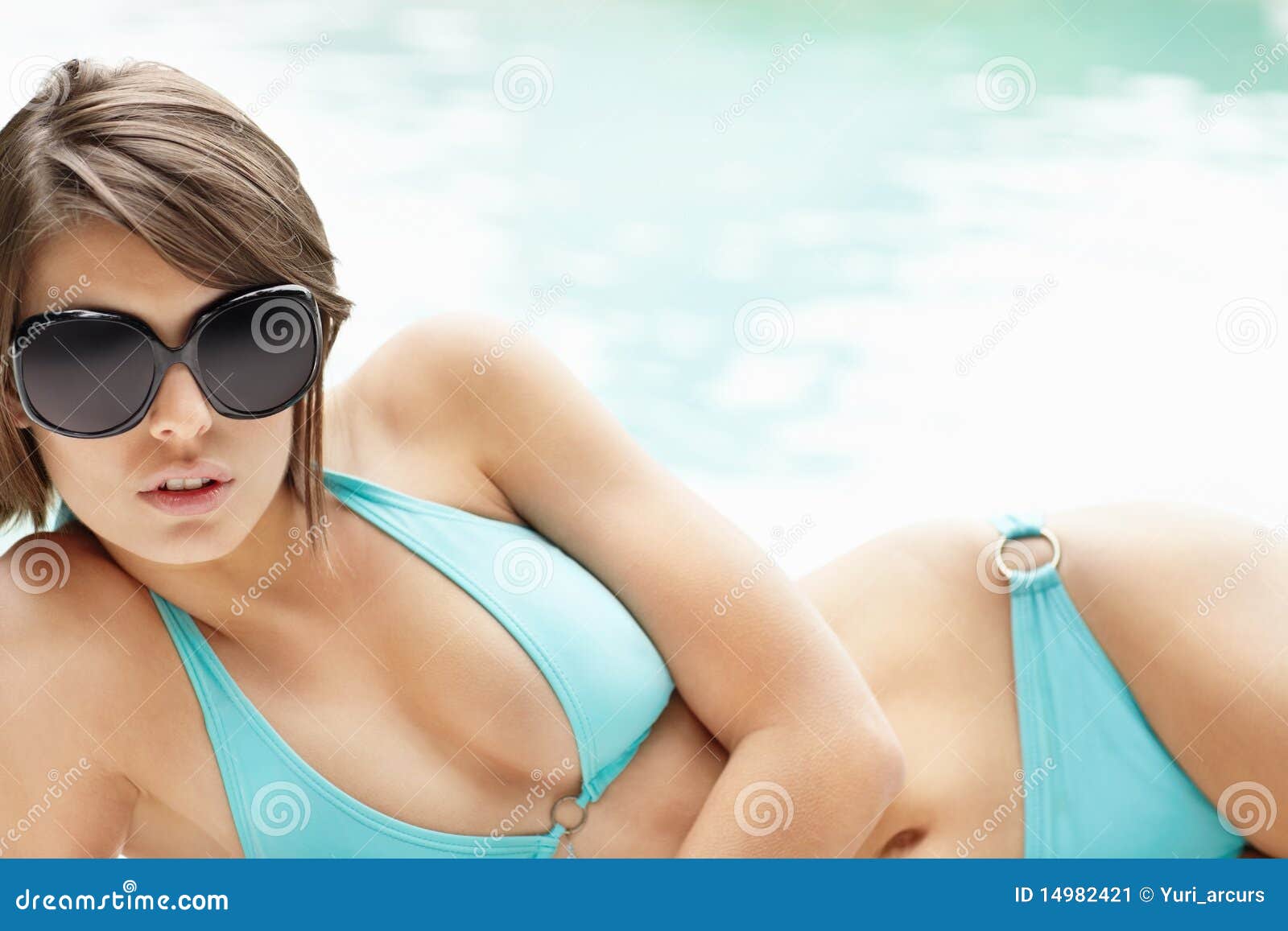 Young Bikini Model Relaxing with Sunglasses Stock Image Image of background, natural 14982421