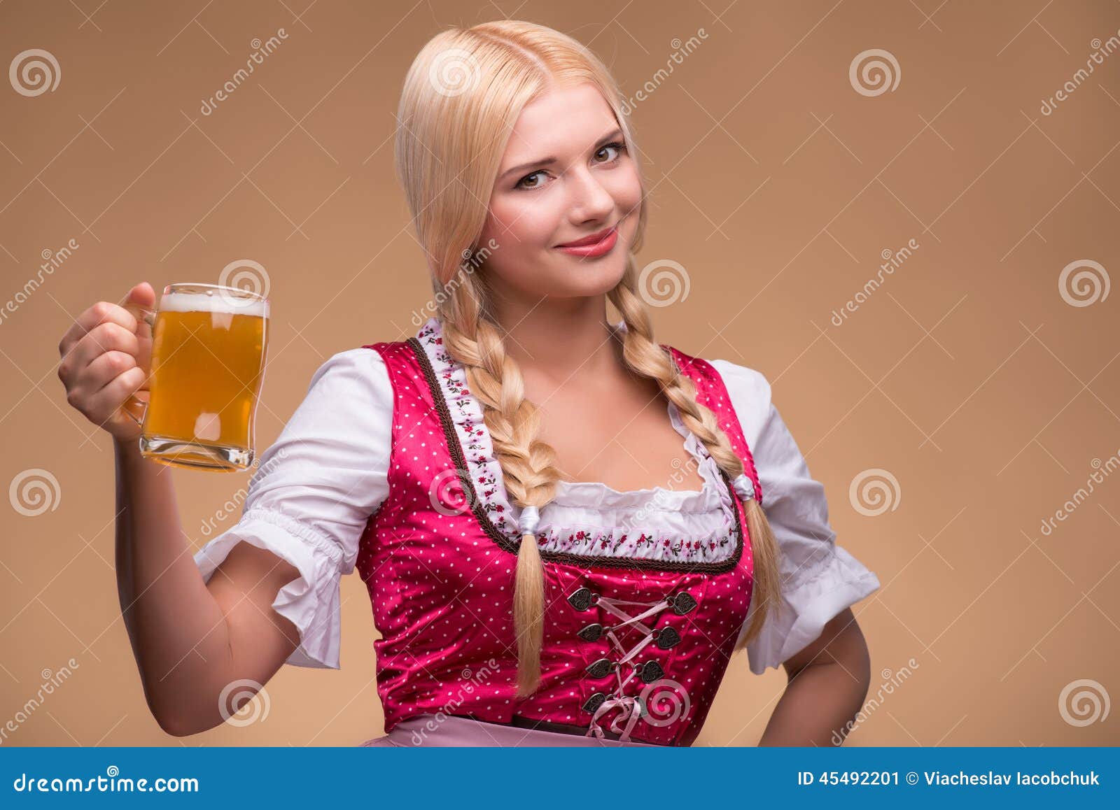 Young Blonde Wearing Dirndl Stock Image - Image of girl, friendly: 45492201