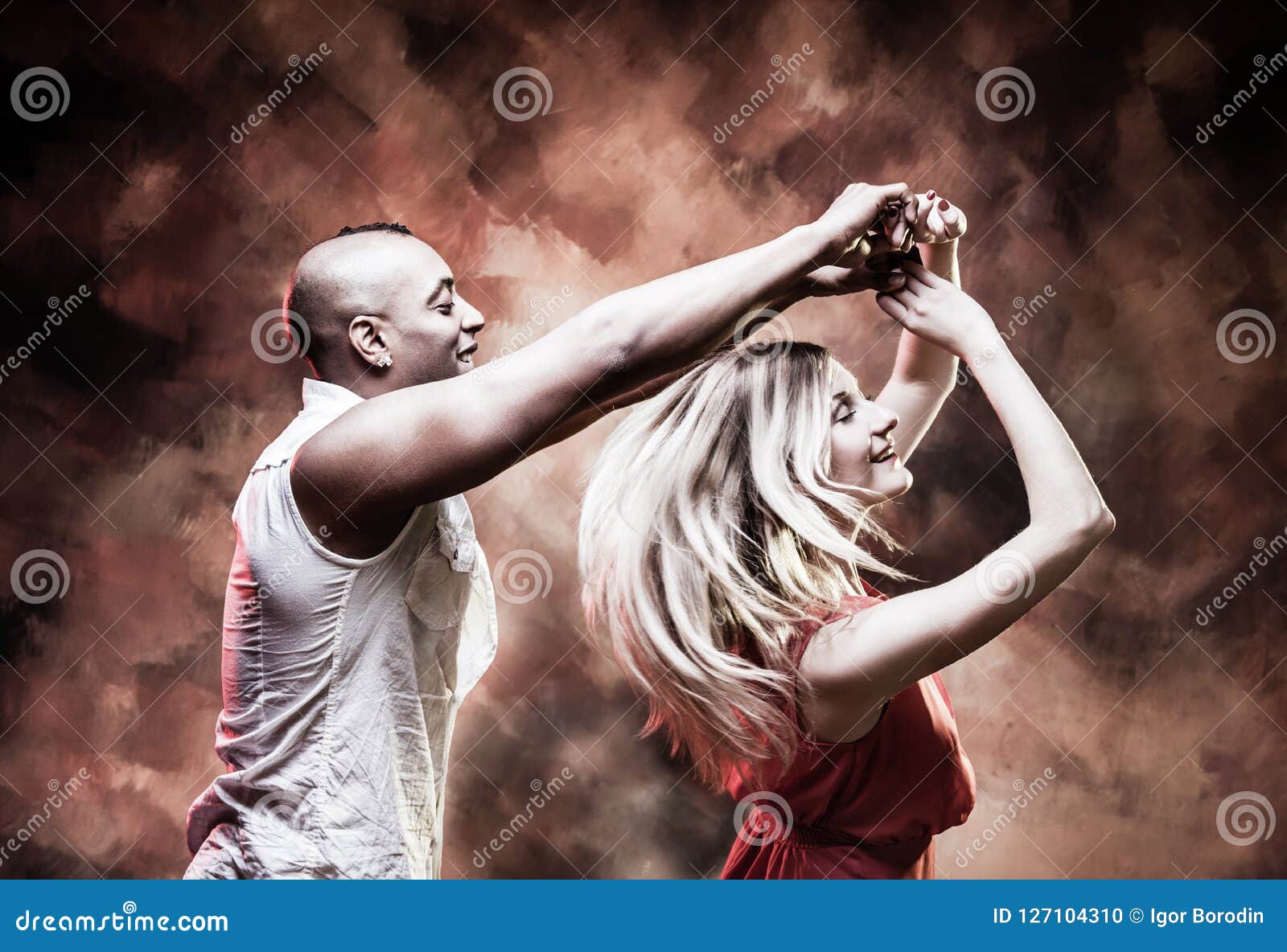 Young And Couple Dances Caribbean Salsa Stock Photo Image Of Hispanic