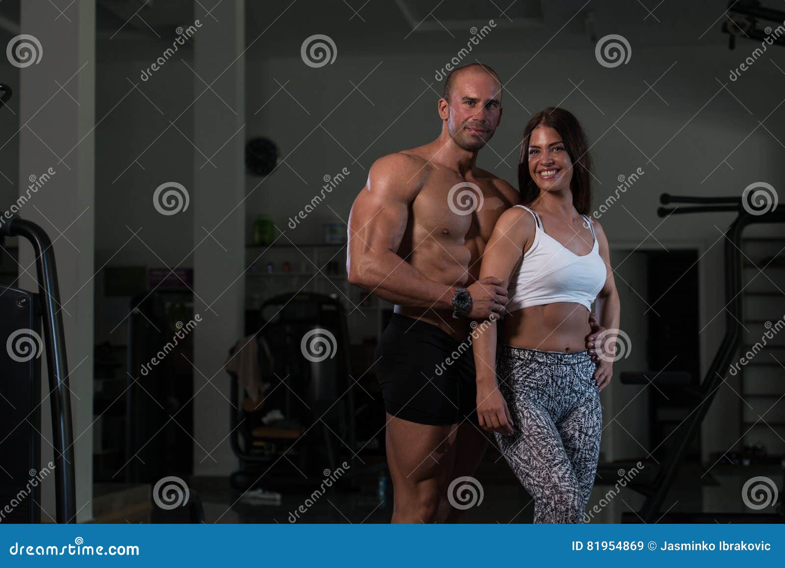 Young Fitness Couple Posing In Gym Stock Image Image