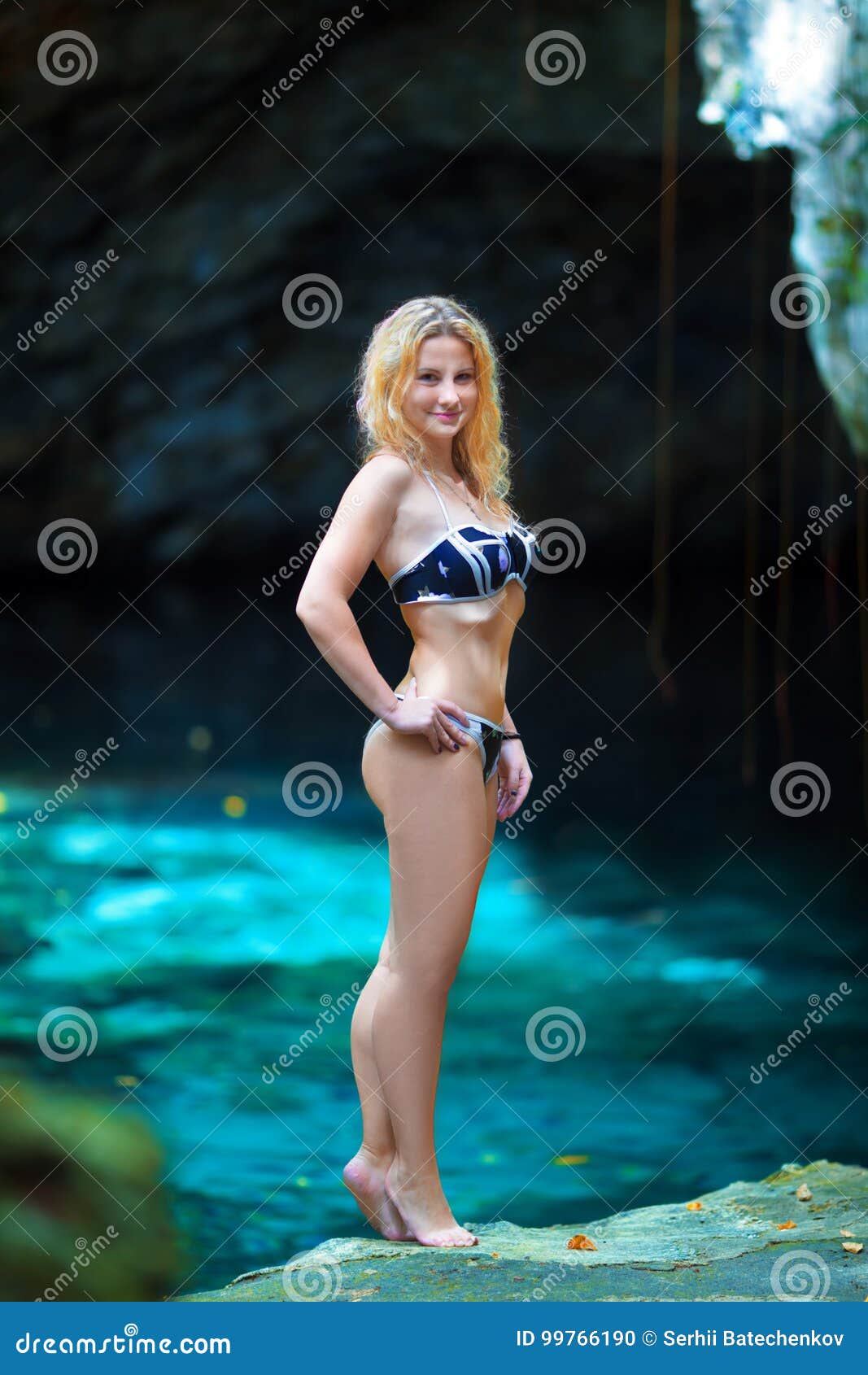 Young Girl in Bikini Near Crystal Blue Lake Stock Photo - Image of nature,  beautiful: 99766190