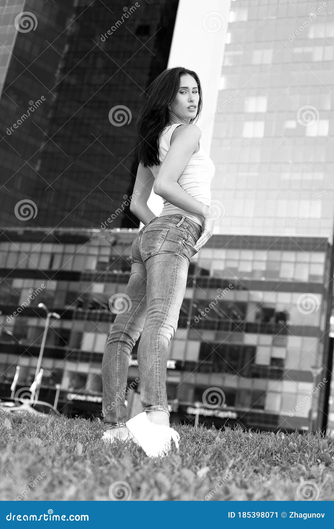 Young Girl In Jeans Posing Outdoors Stock Image - Image of fashion ...