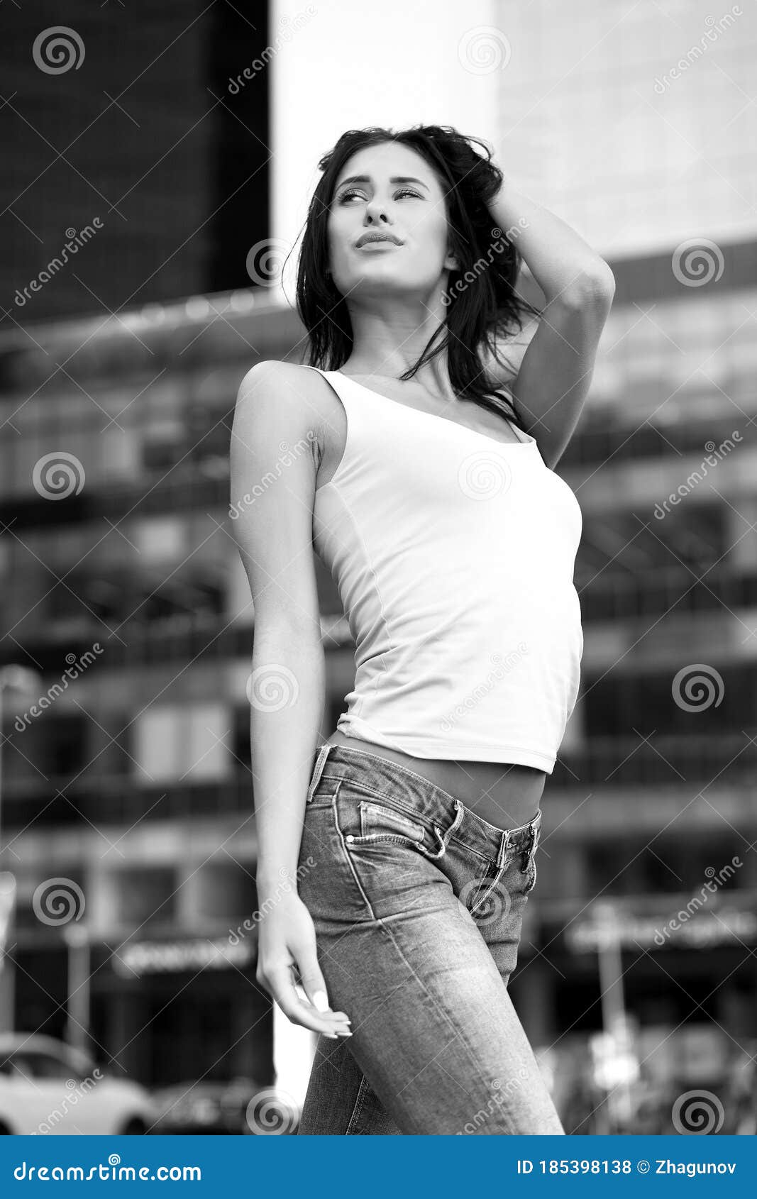 Young Girl In Jeans Posing Outdoors Stock Photo - Image of people ...