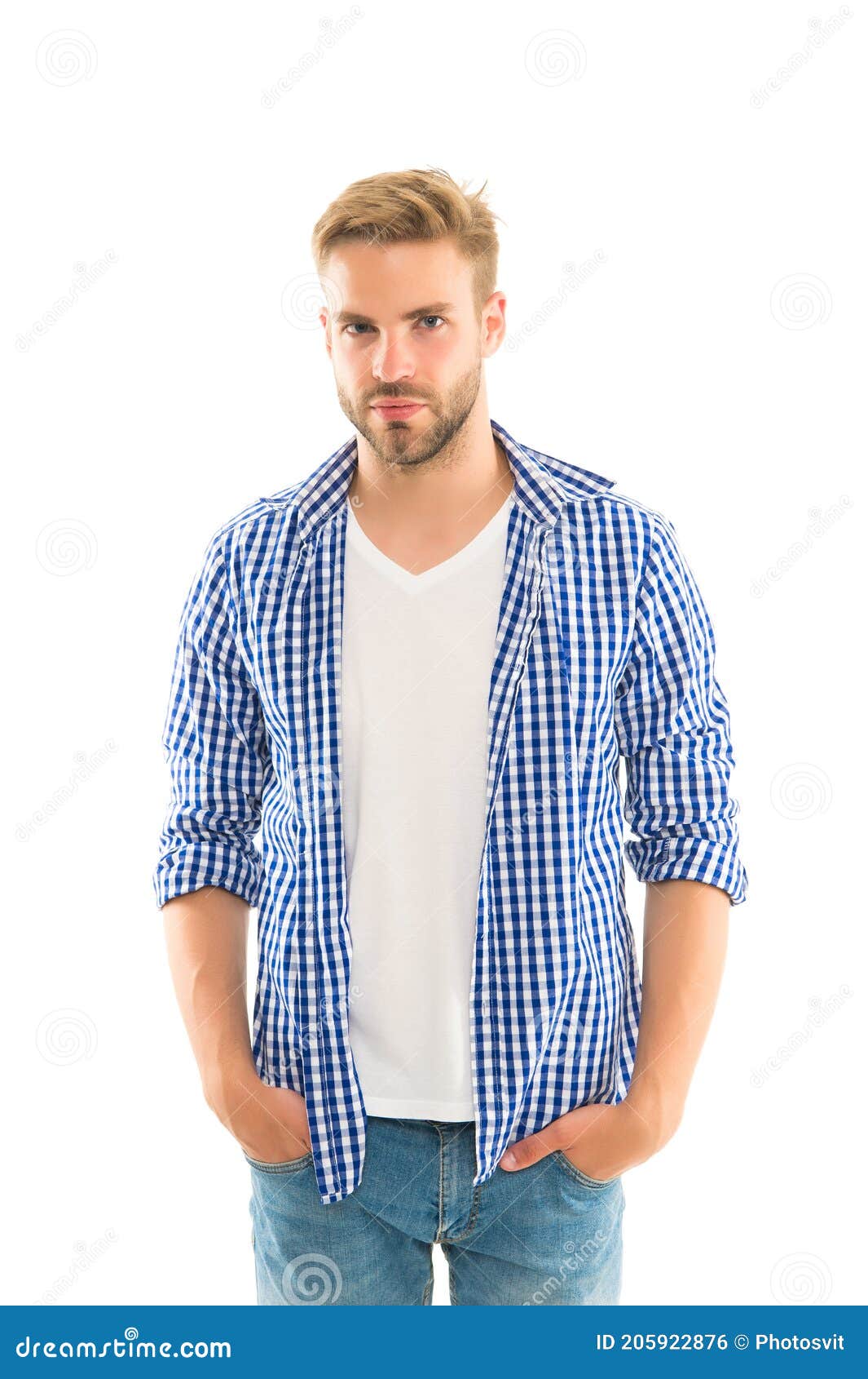 Young Guy Wear Casual Style Shirt Isolated on White, Barbershop Stock ...