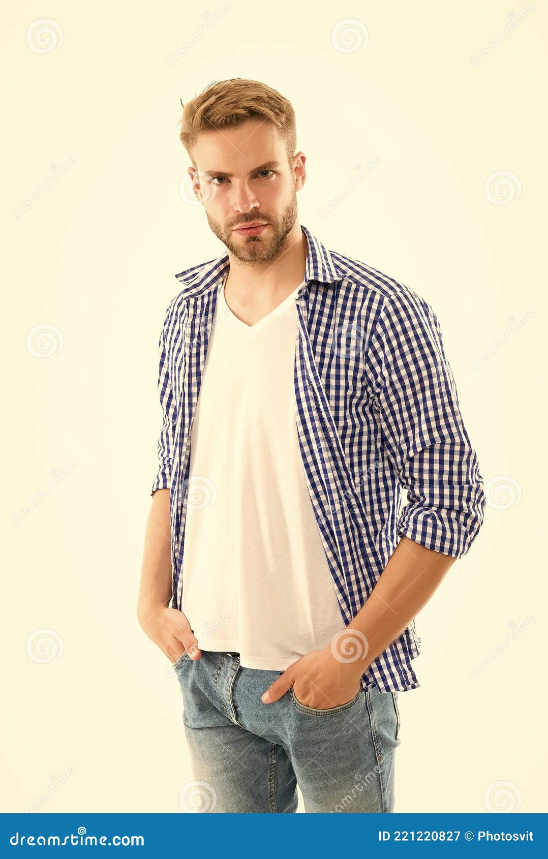 Young Guy Wear Casual Style Shirt Isolated on White, Barber Stock Image ...