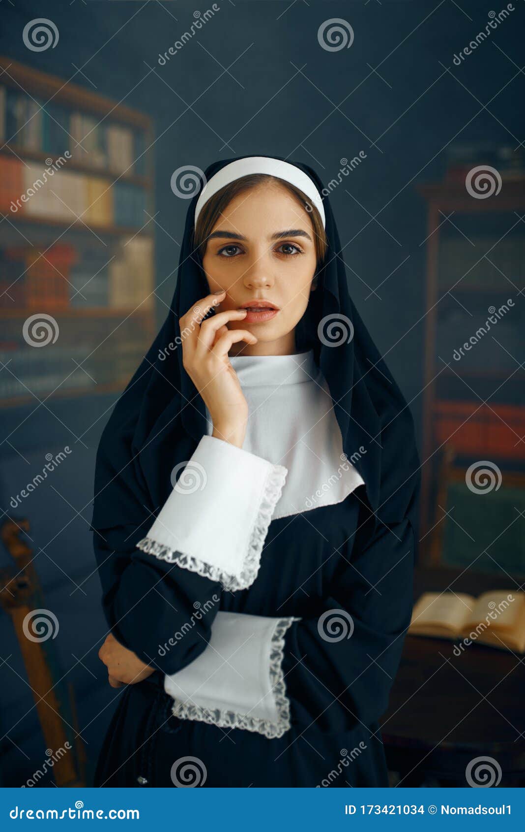 Young Nun in a Cassock, Vicious Desires Stock Photo Image of alone