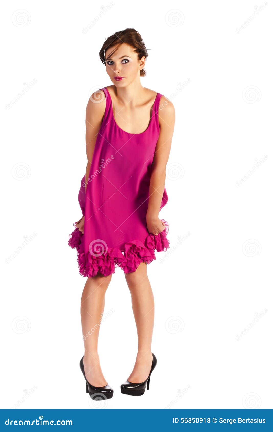 Young and Woman Model in Pink Dress Posing Stock Photo - Image of ...