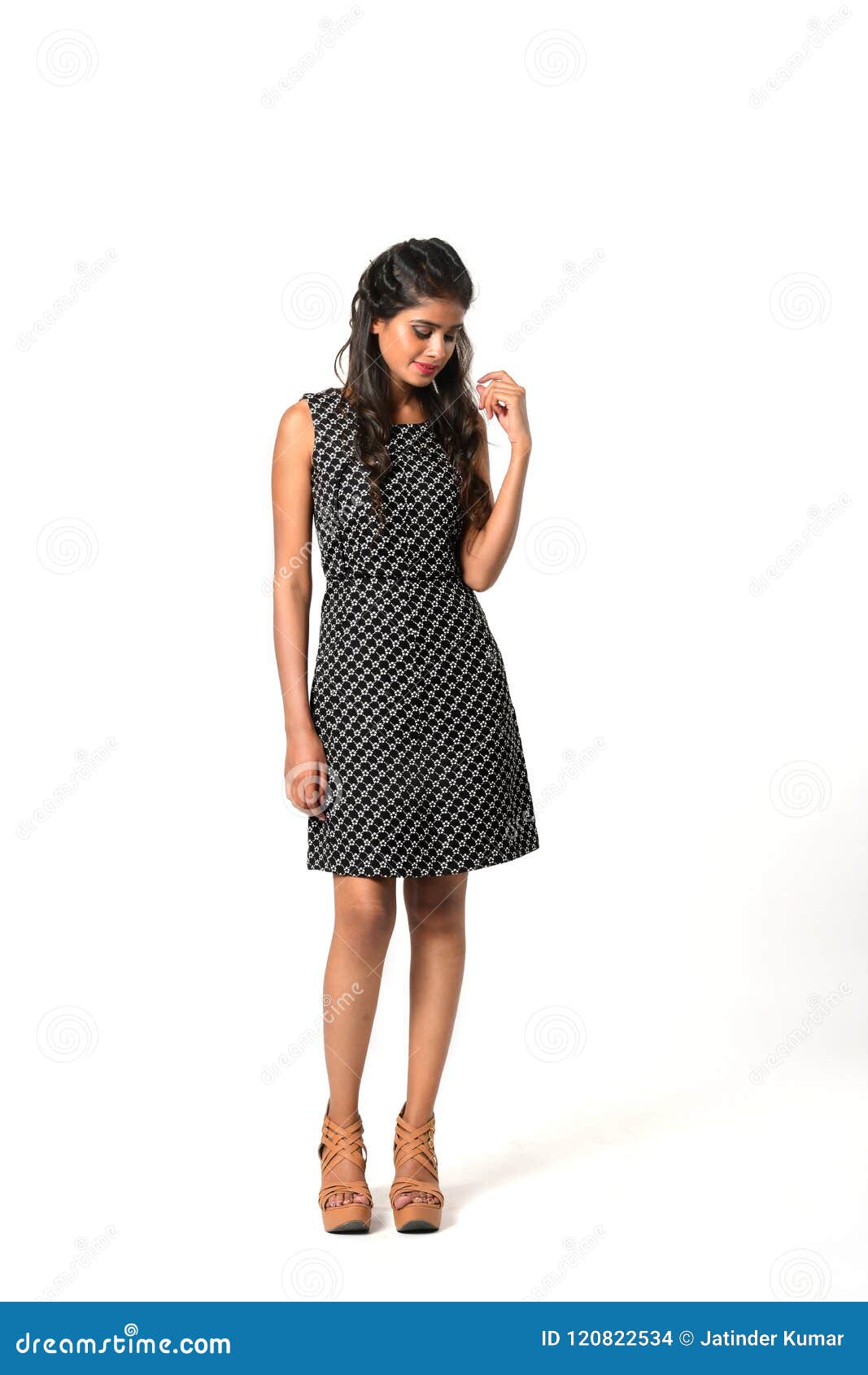 Young Shy Girl in Short Dress Stock Photo - Image of gorgeous, hair ...