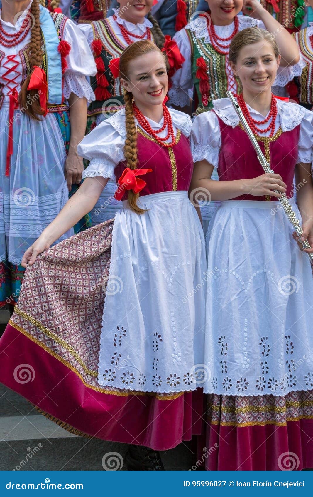 Young Singer Girls from Poland in Traditional Costume Editorial ...