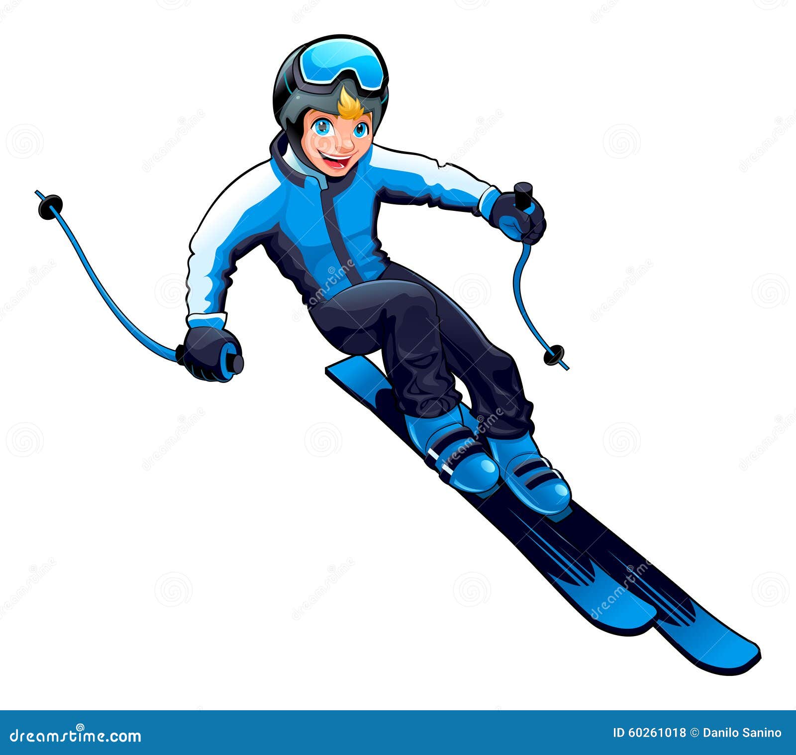 Young skier stock vector. Illustration of color, funny - 60261018