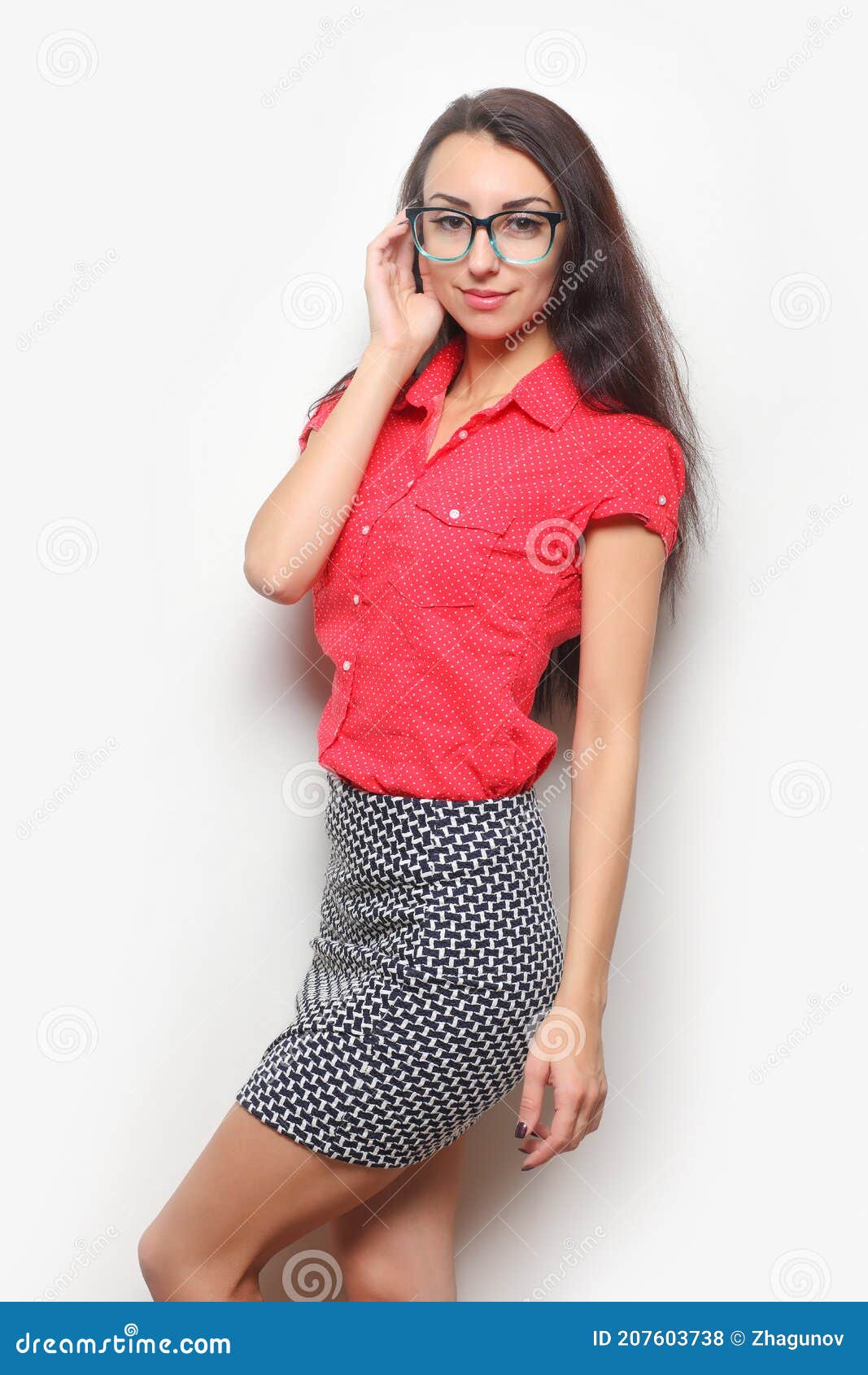 Young Slim Girl with Glasses Stock Photo - Image of looking, calm ...