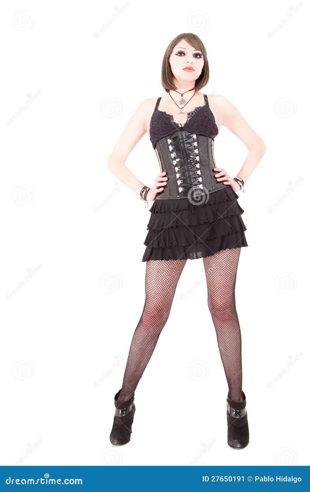 Young Slim Goth Woman. White Background Stock Image - Image of style ...