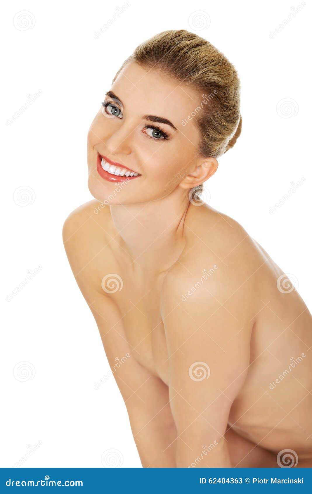 Nude And Smiling Dumb Blonde Naked
