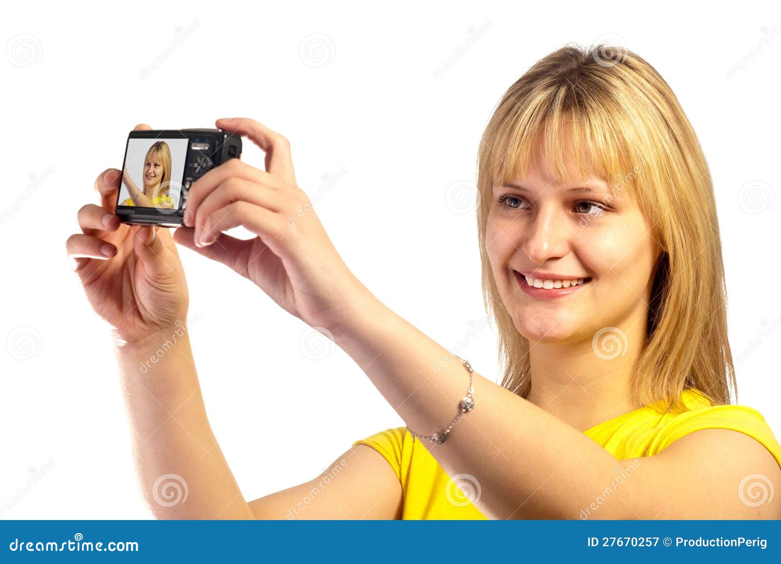 Young Smiling Girl with a Dslr Camera Stock Image Image of cute, selfportrait 27670257