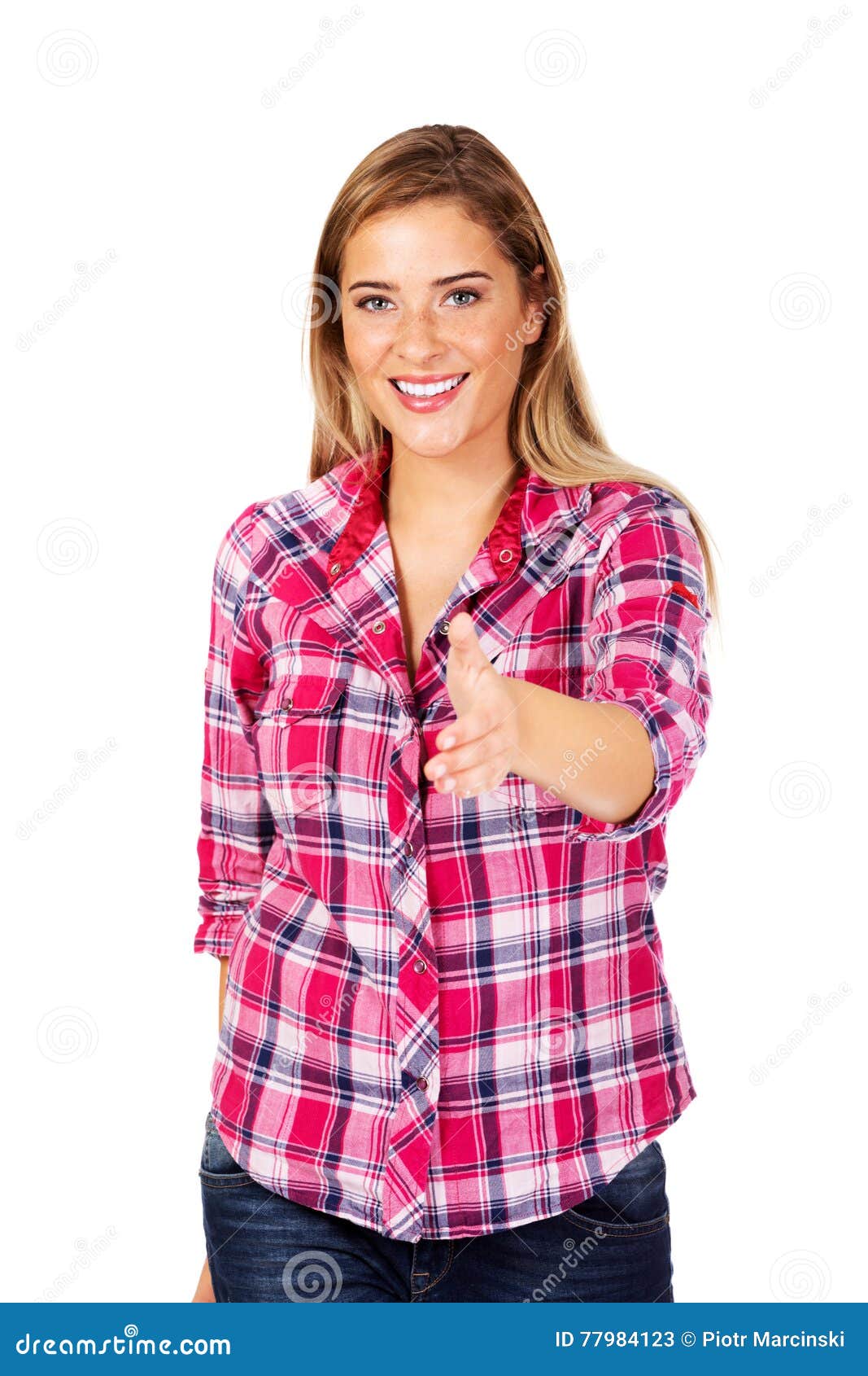 Young Smiling Woman Introducing Herself Stock Image Image of