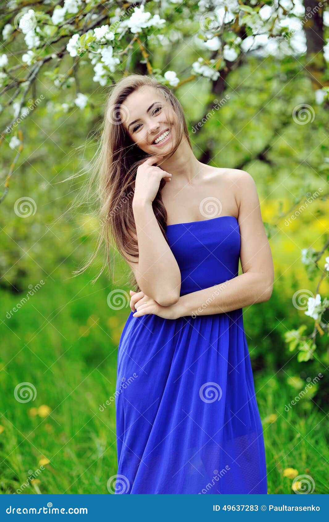 Young Smiling Woman Outdoors Portrait Stock Image - Image of hairstyle ...