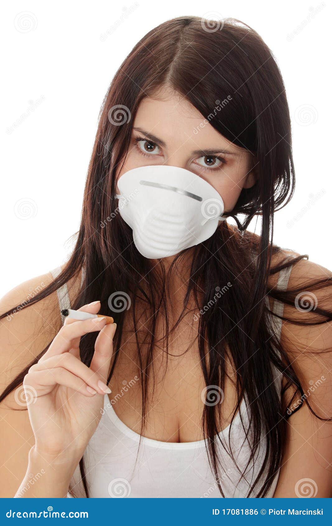 Young Smoking Woman with Face Mask Stock Photo Image of addiction