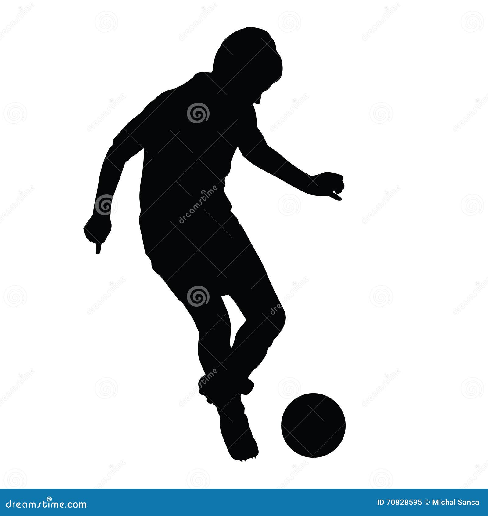 young soccer player passes the ball silhouette