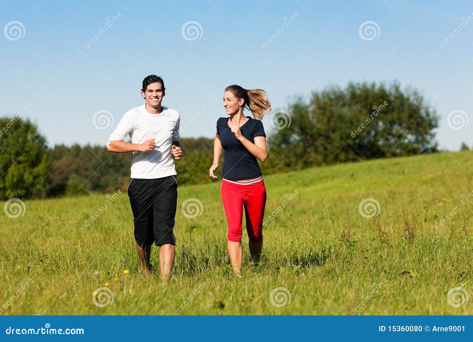 Young Sport Couple Jogging Outdoors in Summer Stock Photo Image of active, health 15360080