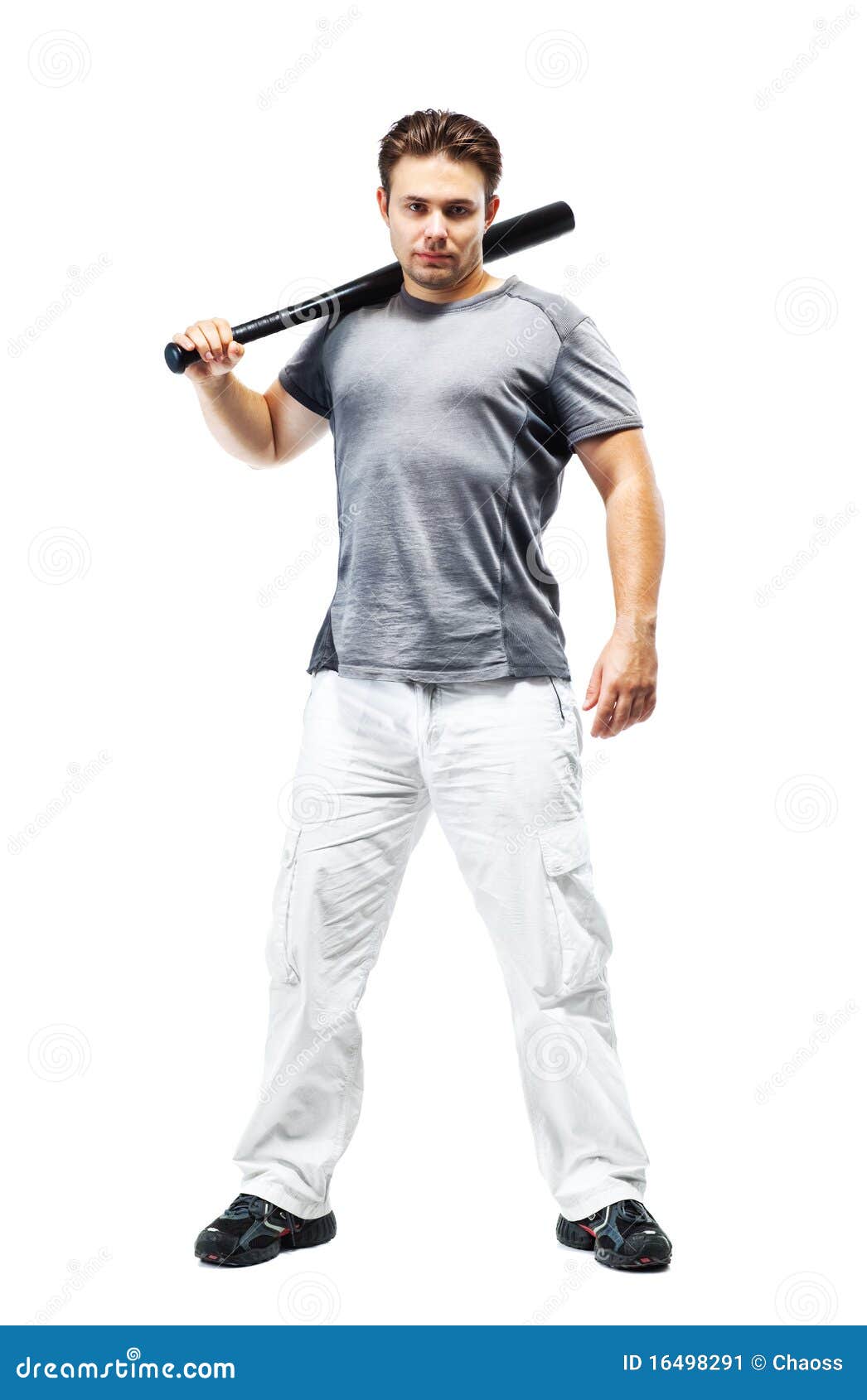 Young strong man with bat stock image. Image of male - 16498291