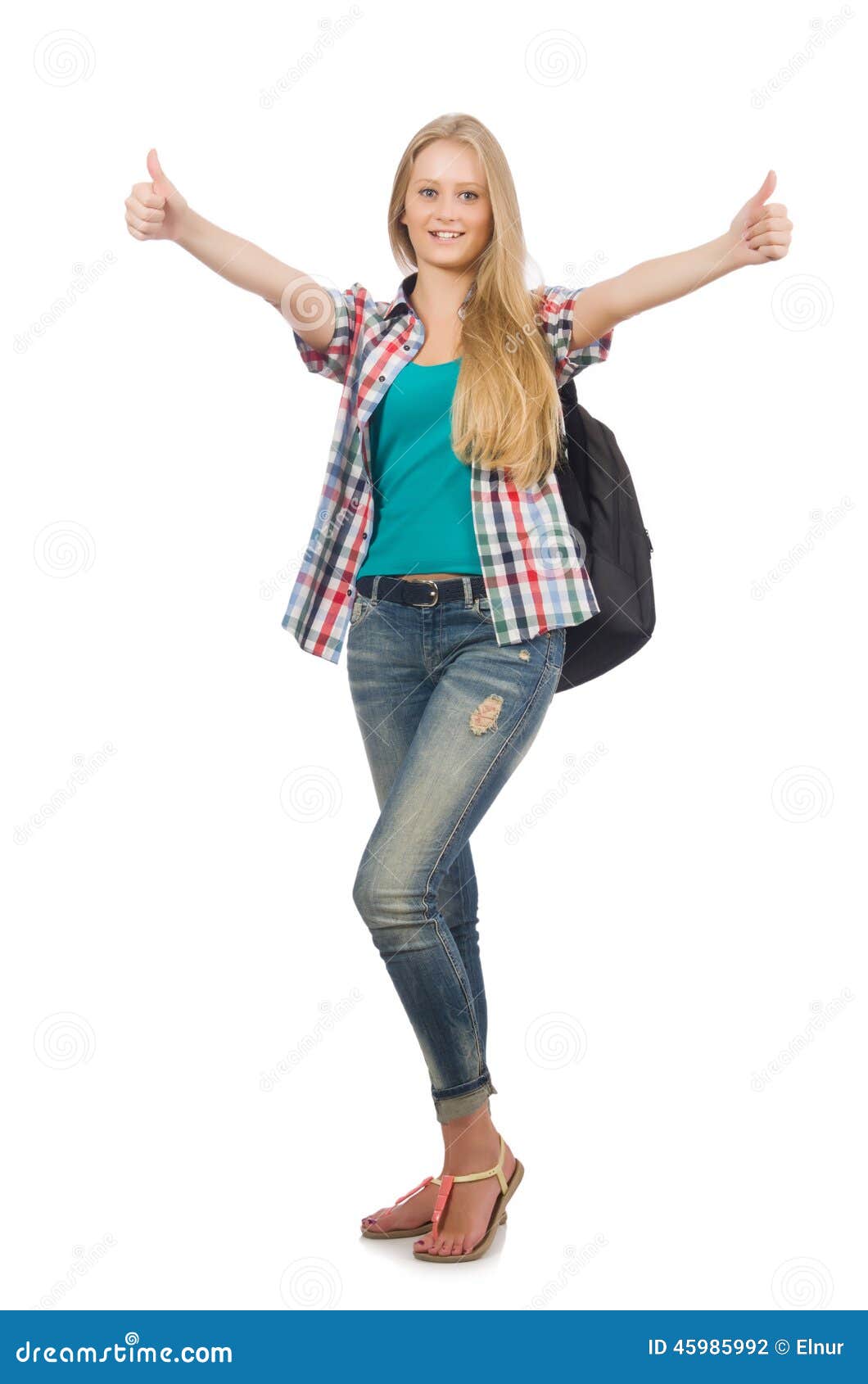Young Student with Backpack Isolated Stock Photo Image of education