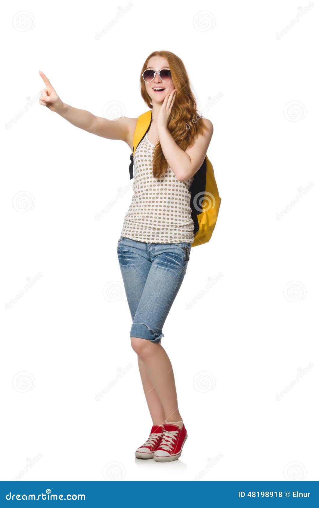 Young Student with Backpack Isolated Stock Photo Image of rucksack