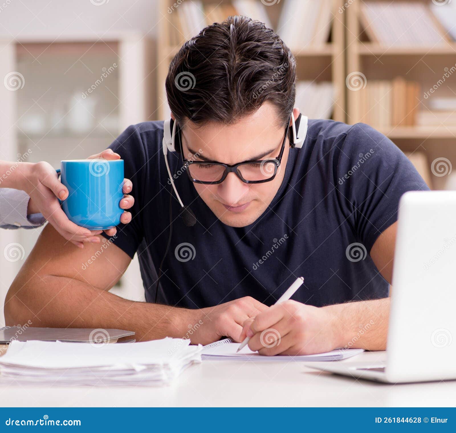 Young Student Drinking Coffee from Cup Stock Photo Image of call