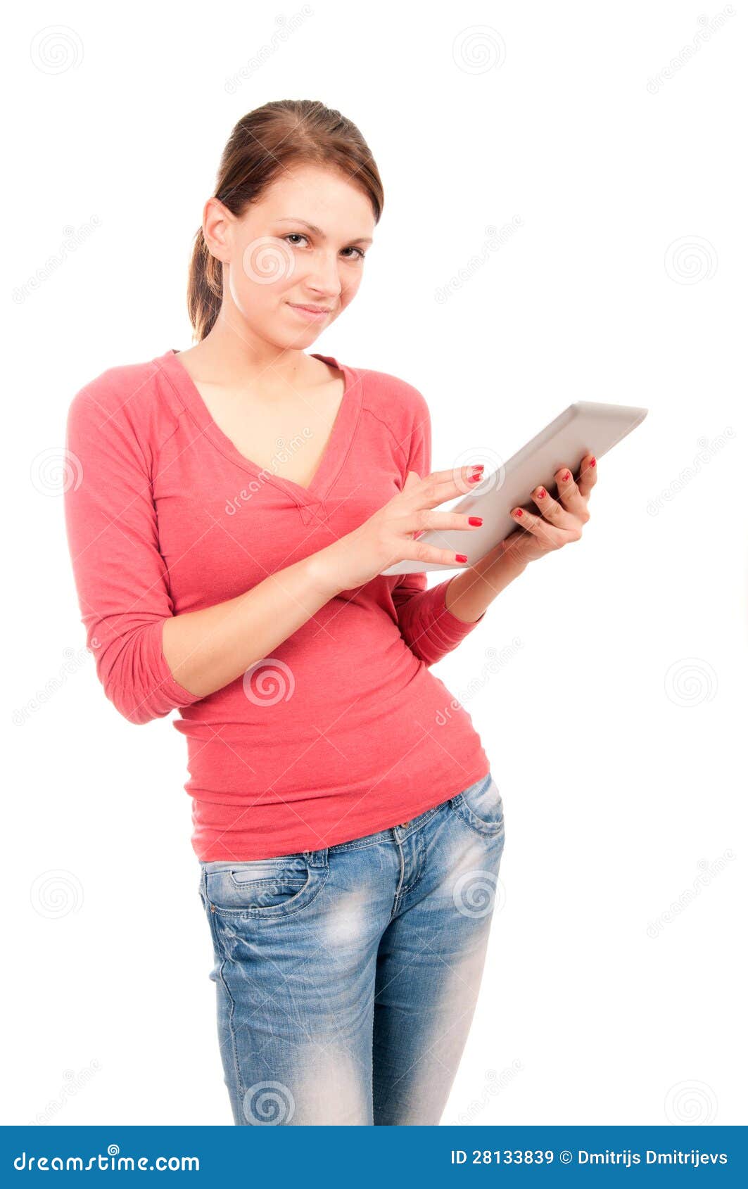 Young Student Girl with Tablet Pc Stock Image Image of isolated
