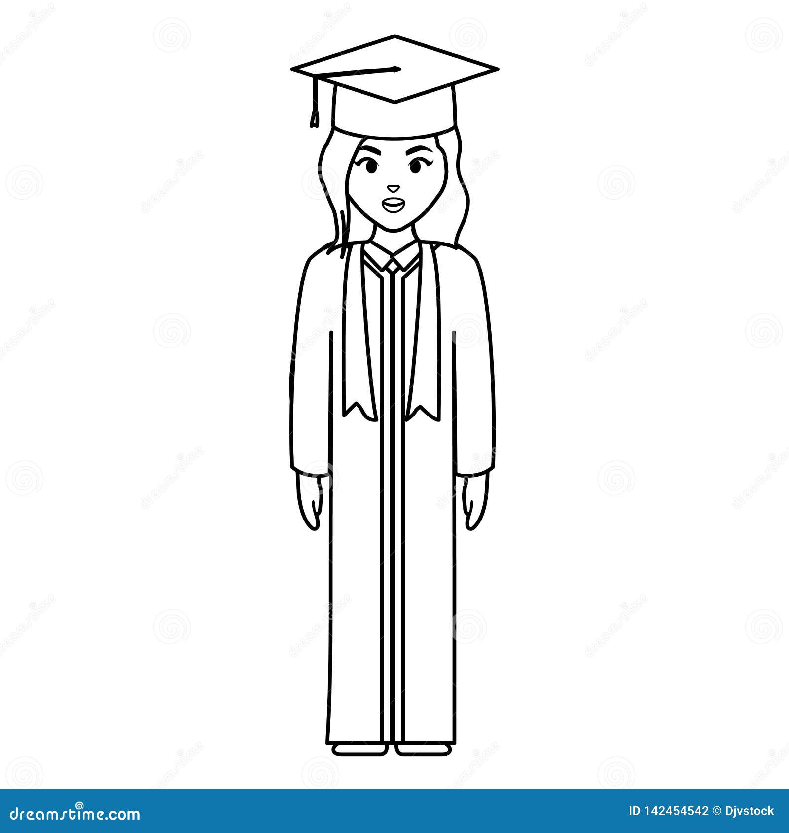 Young Student Graduated Girl Character Stock Vector - Illustration of ...