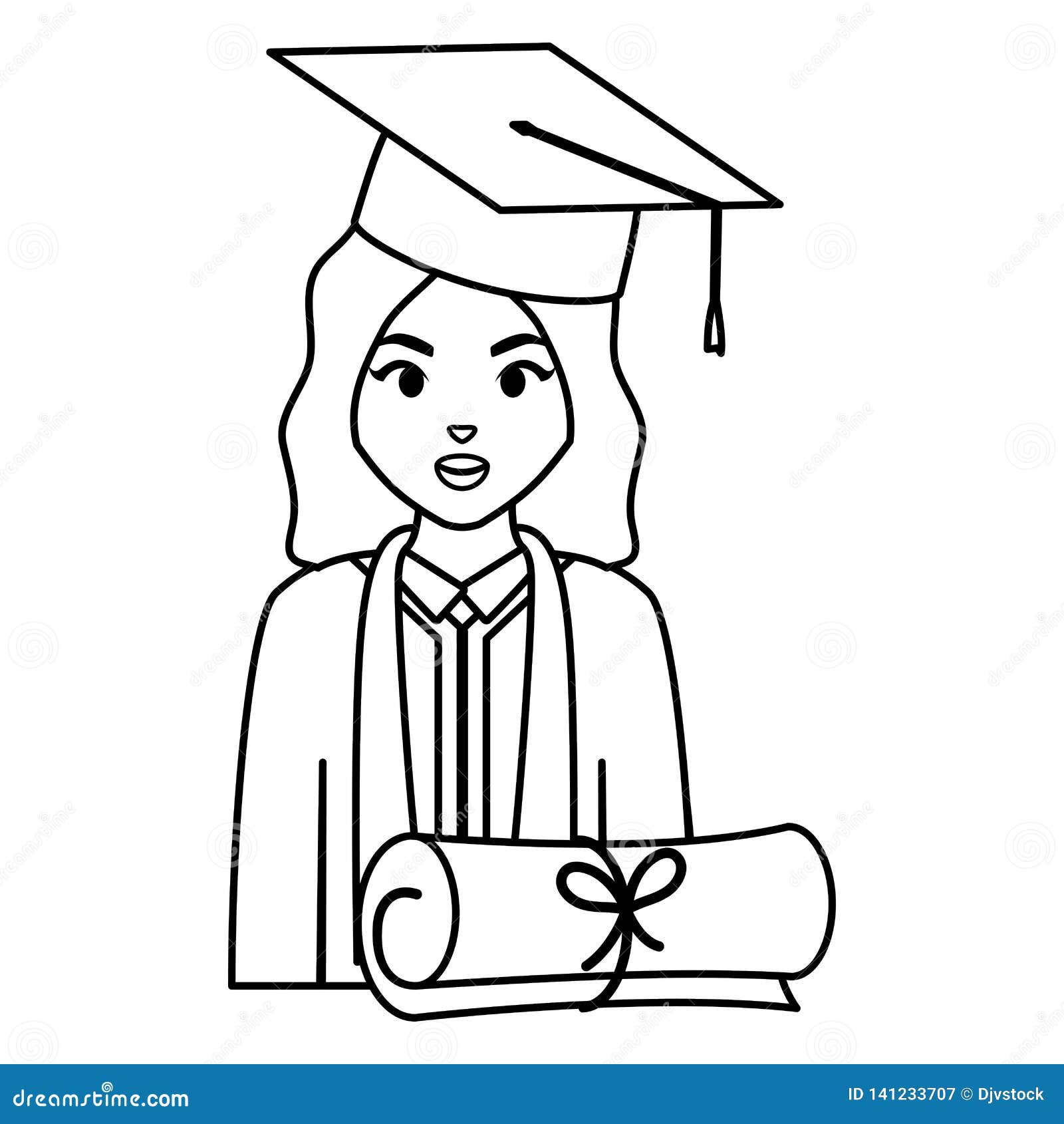 Young Student Graduated Girl with Diploma Stock Vector - Illustration ...