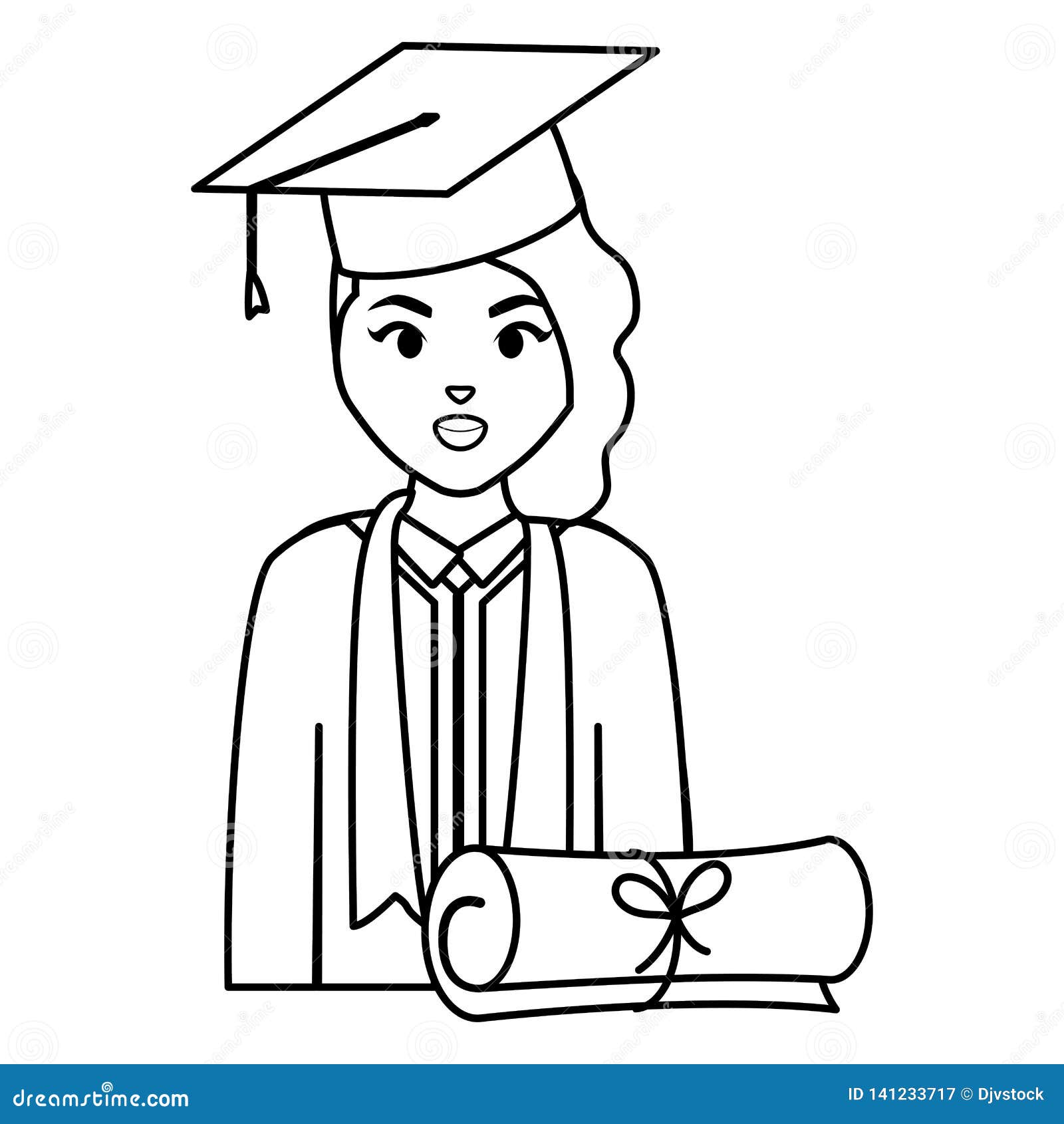 Young Student Graduated Girl with Diploma Stock Vector - Illustration ...