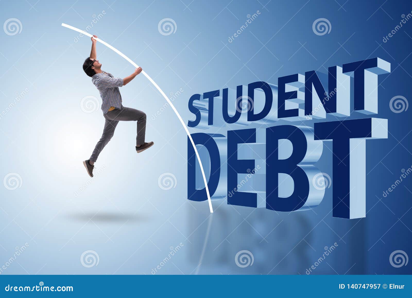 The Young Student in Loan and Debt Concept Stock Image Image of