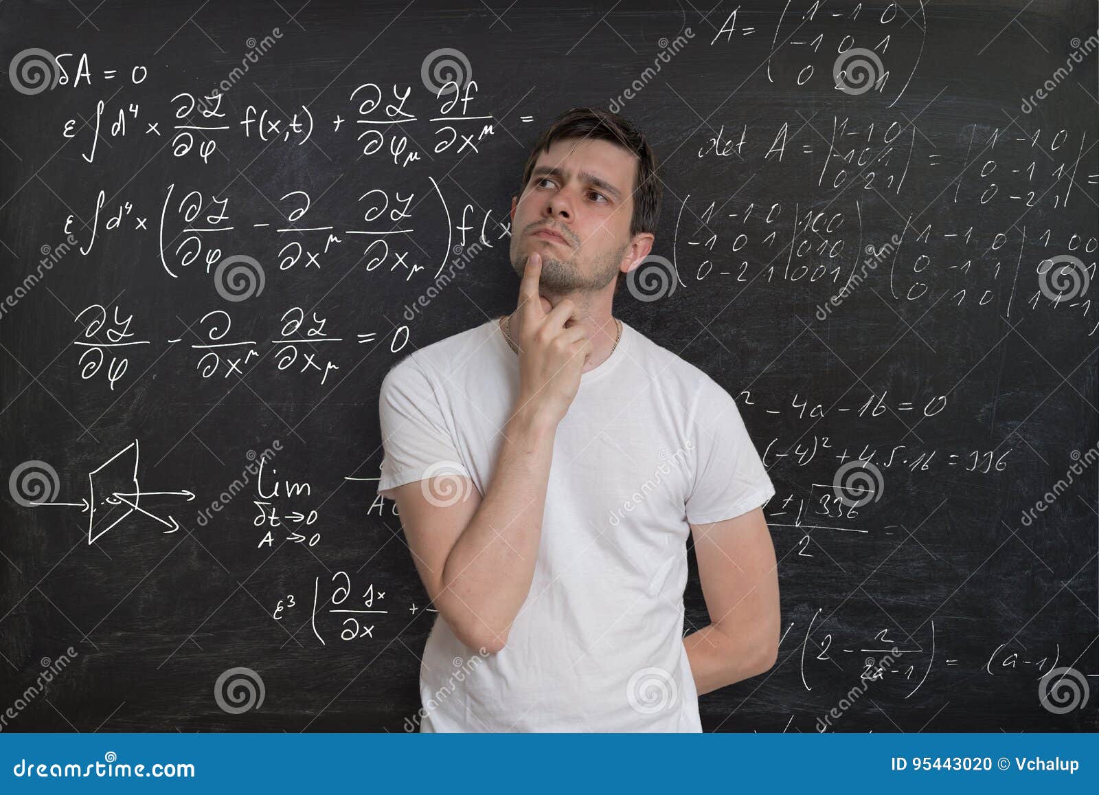 Young Student is Thinking and Solving Mathematical Problem. Math