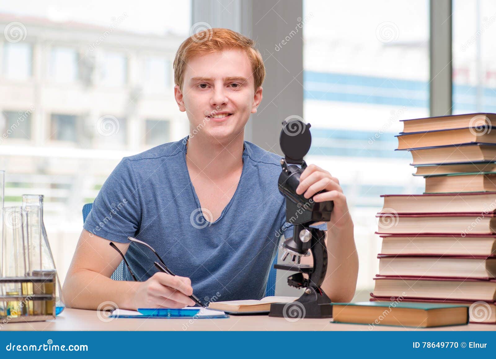 The Young Student Tired and Exhausted Preparing for Chemistry Exam