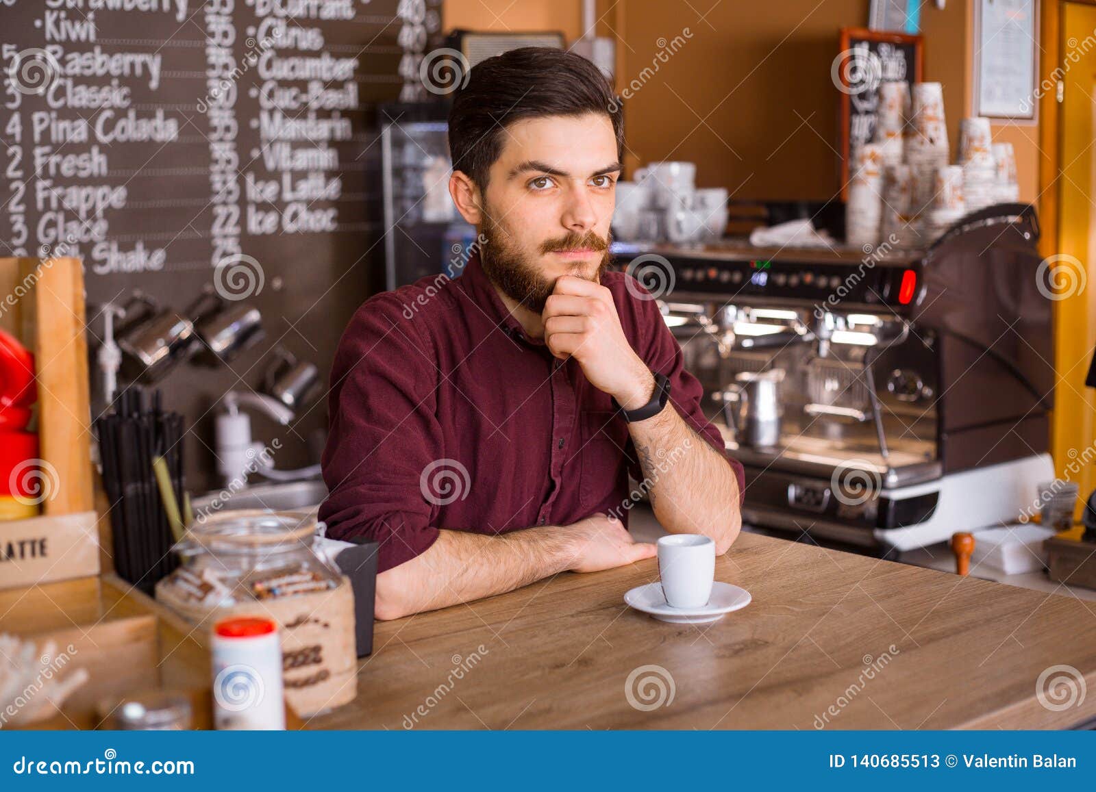 A Young Stylish Man in Coffee Shop. Stock Image Image of business
