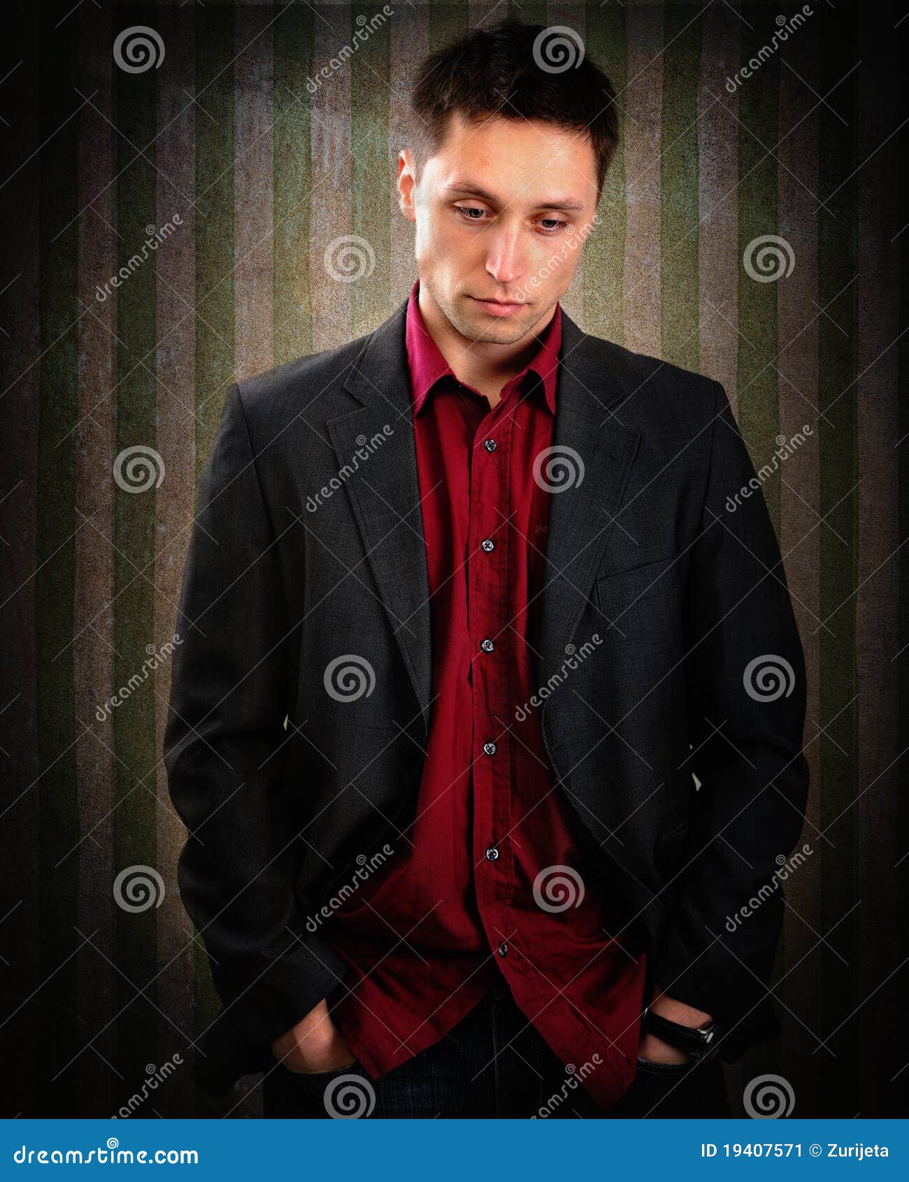 Young Stylish Man On Vintage Wallpaper Stock Image Image of retro