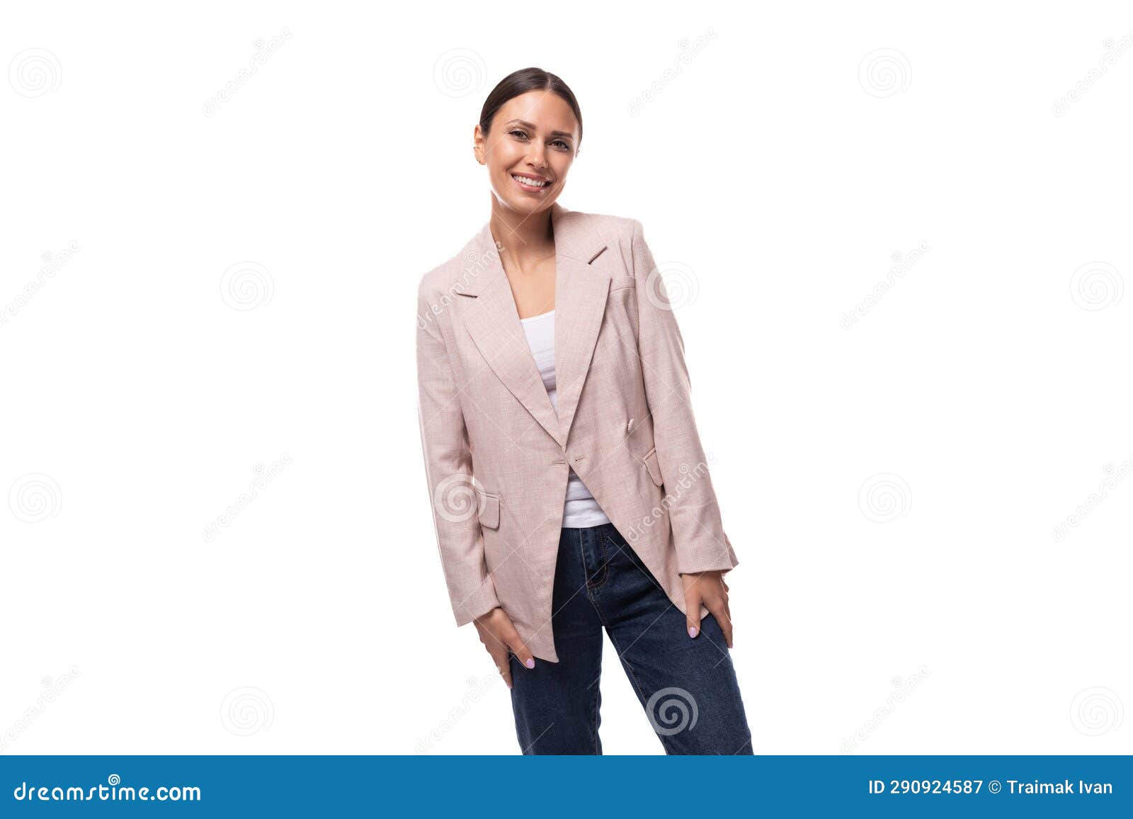 Young Successful Business Woman with a Ponytail Hairstyle is Dressed in ...
