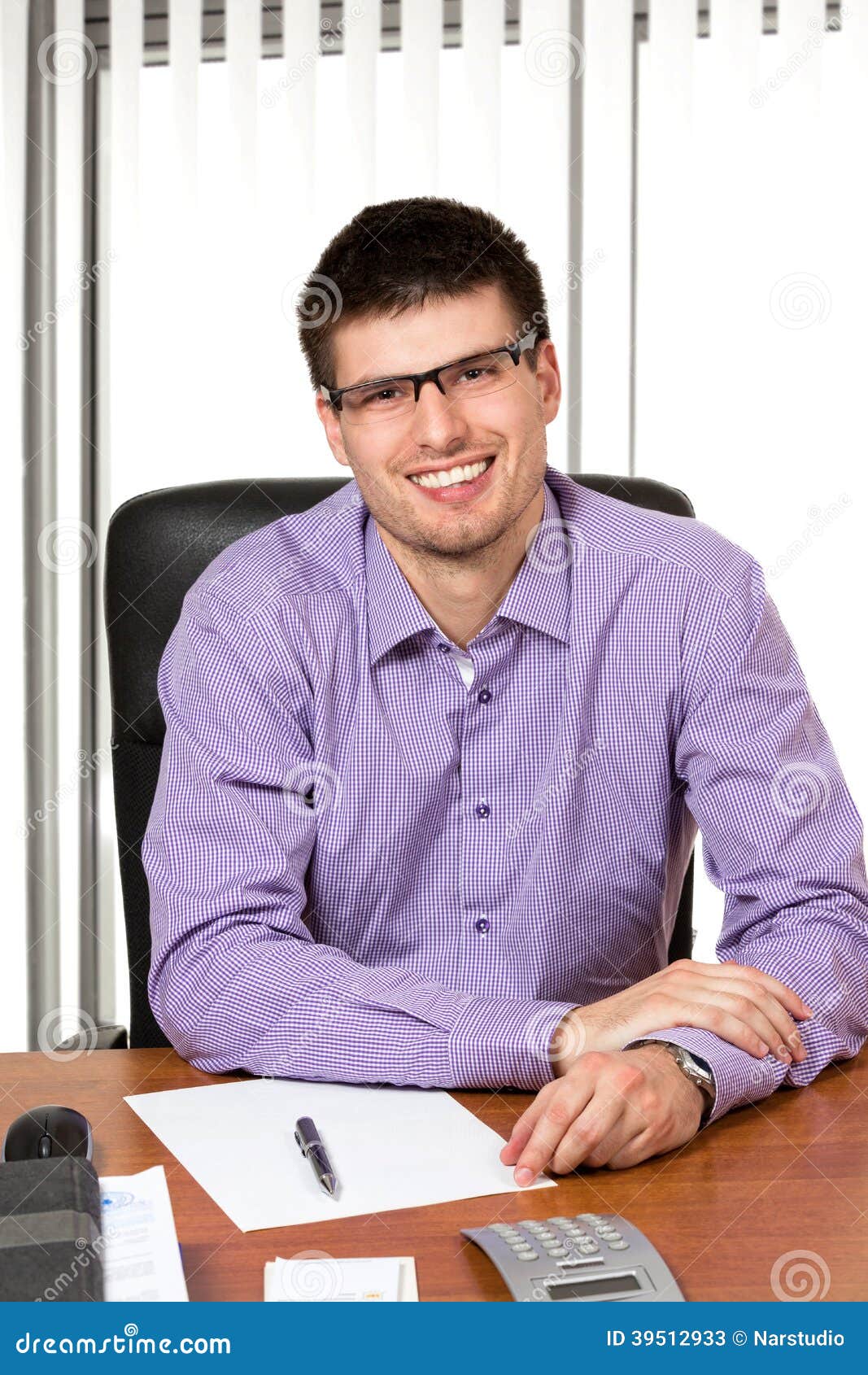 Young Successful Businessman Working at His Desk Stock Image Image of